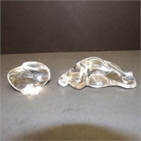 2 Steuben Glass Paperweights Sleeping Cat & Eagle