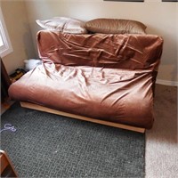 Brown Cloth Covered Futon