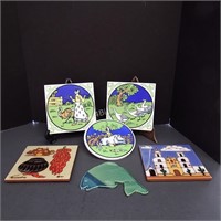 Group Lot of Six Ceramic Wall Tiles