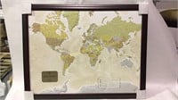 New world map framed. Named "Barbara's Travels"