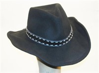 Womens Black Cowboy Hat 100% Wool/Lana