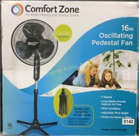 Comfort Zone 16" Oscillating Pedestal Fan