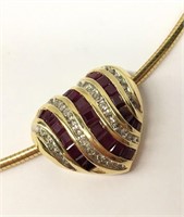 14k Gold Necklace W/ Diamond Heart Pendant