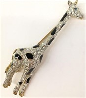 Carolee Rhinestone & Enameled Giraffe Pin