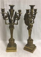 Pair Of Bronze Neoclassical Candle Holders