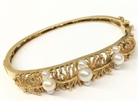 14k Gold And Pearl Bracelet