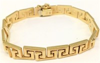 14k Gold Italy Bracelet, Greek Key Pattern