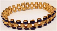 18k Gold And Blue Enameled Bracelet