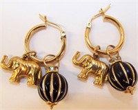 Pair Of 14k Gold Elephant Earrings