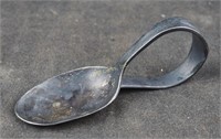 Vintage Silver Plate Curved Baby Feed Spoon