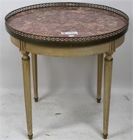 ANTIQUE MARBLE TOP TABLE WITH RETICULATED GALLERY