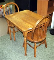 Small Children's Wood Table W/ 2 Chairs