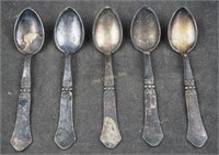 5 Antique Victoria Individual Salt Silver Spoons