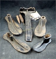 Antique 5 Cast Iron Shoe Repair Lot Set