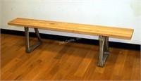 6' Long Wood Bench With Metal Legs