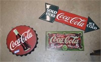 Three Metal Coca Cola Wall Decor Pieces