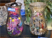 Two Vases of Craft / Costume Jewelry