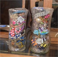 Two Vases of Costume Jewelry
