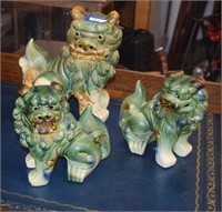 Three Ceramic Foo Dogs