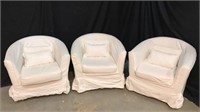 Set of 3 Ikea White Chairs With Pillows  P1B