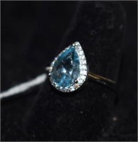 Sterling Silver Ring w/ Sky Blue Tourmaline &
