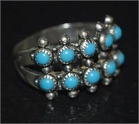 Size 8.5 Sterling Silver Ring w/ Blue Stones