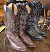 Two Pairs of Justin Leather Boots, Size 11D