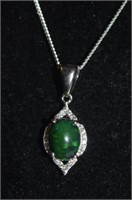 Sterling Silver Necklace w/ Black Opal and White