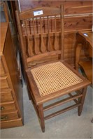 Vtg Oak Chair w/ Cane Seat