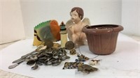 Vintage Spoons, Jewelry, Faux Coins & Figurines