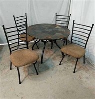 Stone Top Table w/ 4 Ashley Furniture Chairs U