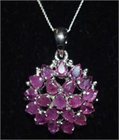 Sterling Silver Necklace w/ Rubies