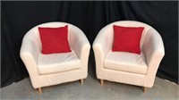 Pair of Ikea Chairs With Red Pillows P