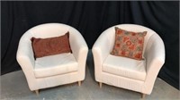Pair of Ikea Chairs With Pattern Pillows P1B