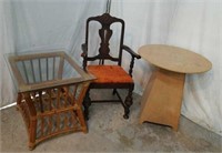 Antique Dining Chair & 2 Side Tables W2B