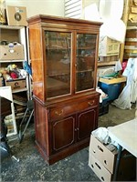 Vintage wood dining room Hutch with glass doors,