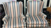 Matching Queen Anne Striped Arm Chairs V14