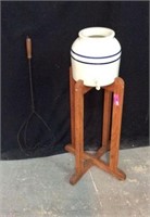 Vintage Water Pitcher w/ Stand & Rug Beater V9A