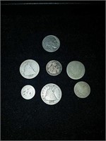 Collection of silver coins and one Indian head