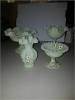 collection of Fenton satin glass hand-painted