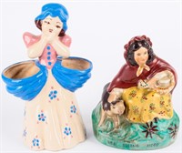 Vintage Signed Ceramic Figurines Planter