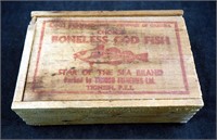 Vintage Boneless Cod Fish 1 # Wood Carton