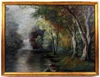 19th C. Unsigned Oil On Canvas Landscape
