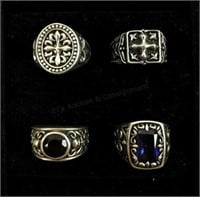 (4) Sterling Silver Men's Rings