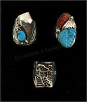 (3) Signed Native American Sterling Silver Rings