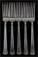 (5) International Sterling Theseum Dinner Forks