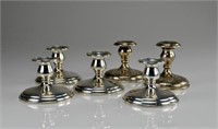 Four Birks silver low candlesticks w/ another pair
