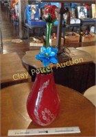 Murano Glass Vase & 2 Blown Glass Flowers