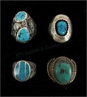 (4) Native American Sterling Silver Rings
