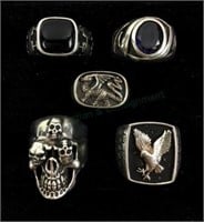 (5) Sterling Silver Men's Rings